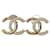 Chanel CC B21V GHW Pendientes grandes con logotipo de cristal con recibo de caja Dorado Metal  ref.800975