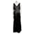 Vestido de noche de encaje y brocado de Vera Wang Negro Dorado Metálico  ref.801735