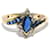Autre Marque Bague navette saphir diamants sur or jaune Bleu Doré Bleu Marine  ref.801927