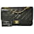 Timeless Chanel Clássico Aba com forro Preto Médio Pele de Cordeiro Dourado Couro  ref.803009