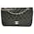 Timeless Chanel Classic gefütterte Klappe Medium Black Lambskin Silver Schwarz Leder  ref.803013