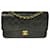 Timeless Chanel Clássico Aba com forro Preto Médio Pele de Cordeiro Dourado Couro  ref.803502