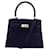 Hermès Mini Kelly Full black doblis Ghw 20 cm Suede  ref.804397