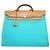 Hermès Herbag Tela Blu e Marrone Zip MM