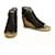 Céline Celine Black Leather Espadrille Wedges Heels Sandals Shoes size 39  ref.805293