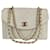 Classique Chanel sac Classica Timeless Matelassè simple rabat en cuir blanc  ref.805884