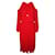 Michael Kors Robe mi-longue plissée rouge foncé Polyester  ref.806490