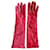 Autre Marque Par de guantes largos de piel de cordero rojo T. 7,5 refresco rosa Roja  ref.816794