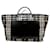 Burberry Large nova check tote (Shopper) from leather and canvas Black White Cloth  ref.817418