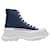 Alexander Mcqueen Tread Slick Sneakers in Indigo Blue Leather and White Rubber Sole Cloth  ref.818183