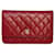 Wallet On Chain Chanel Monedero Con Cadena rojo Roja Cuero  ref.819265