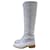 Chanel CC Logo botas de cuero gris Blanco  ref.820235