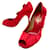 NEUF CHAUSSURES VALENTINO GARAVANI NOEUD 37 IT 38 FR SATIN ROUGE RED SHOES  ref.821052