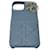 LADY DIOR CASE FOR IPHONE 13 PRO Cannage lambskin Blue Grey Gold hardware Leather Metal  ref.821785