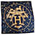 Hermès VIF ARGENT Soie Doré Bleu Marine  ref.826327