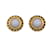 Chanel Vintage Gold Metall weiße Cabochons Ohrclips Golden  ref.828368