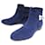 Hermès HERMES SHOES NEO ANKLE BOOTS 162134Z SANGLONS KELLY 38 BLUE SUEDE SHOES  ref.829498