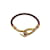 Hermès Brazalete de gancho jumbo de metal dorado de cuero marrón claro de Hermes Castaño  ref.830088