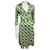 Diane Von Furstenberg Imprimé chaîne DvF Justin, robe portefeuille en soie vintage reissue Blanc Vert  ref.830328