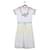 Autre Marque Mira Mikati - Robe mi-longue en coton blanc et imprimés multicolores à taille froncée et manches courtes  ref.830628