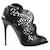 Alexander McQueen Stivaletti Peep Toe in pelle nera con taglio laser floreale Nero  ref.830766
