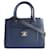 Neo Executive Chanel zweifarbige Tasche Schwarz Blau Leder  ref.830853