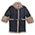 Hermès Fall 2004 runway coat Beige Navy blue Suede Fur  ref.833270