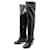 CHAUSSURES CHANEL BOTTES G31303 37.5 CUISSARDE TALONS COMPENSES CUIR BOOT Noir  ref.834935
