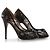 Sapato plataforma peep toe de renda preta Valentino Garavani com laço de couro - vista 2