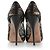 Sapato plataforma peep toe de renda preta Valentino Garavani com laço de couro - vista 4