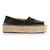 Double Prada Black Leather Peep Toe Braided Platform Espadrilles