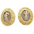 Autre Marque Vintage Lalaounis earrings, "The Shield of Achilles", yellow gold, rock crystal.  ref.841849