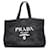 Tote Schwarze Tasche mit Prada-Logo aus Raffiabast  ref.842284