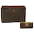 Céline CELINE Macadam Canvas Coin Purse Clutch Bag PVC Leather 2Set Brown Auth kk159  ref.843228
