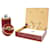 Hermès VINTAGE TABLE LIGHTER HERMES BOX LACQUER BOUCLE RAVINET D'ENFERT BOX LIGHTER Dark red Gold-plated  ref.843420