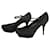 YVES SAINT LAURENT RIVE GAUCHE Trib Top ante negro cuña tacones T40 ESO Gamuza  ref.844165