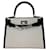Hermès Kelly 28 Sellier Toille Quadrille Noir Cuir Toile  ref.845241