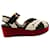 Marni Ankle Strap Wedge Sandals in Black and Red Velvet Dark red  ref.846385