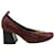 Céline Celine Pendant Block Heel Shoes in Burgundy Leather Dark red  ref.846567
