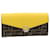 FENDI Zucca F is Continental Wallet Embossed Leather Yellow Brown Auth 34531  ref.848448
