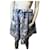 Autre Marque Jupe à motifs brocard Alcoolique Coton Polyester Blanc Bleu clair  ref.848579