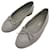 CHAUSSURES CHANEL BALLERINES LOGO CC G02819 37.5 CUIR GRIS LEATHER SHOES  ref.849089