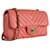 Timeless Chanel mini bandolera rectangular con chevron rosa coral rojo GHW detalles dorados piel de cordero Cuero  ref.850250