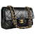 Chanel doublé rabat classique intemporel GHW quincaillerie dorée 24K sac bandoulière épaule agneau Cuir Cuir d'agneau Noir  ref.850253