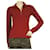 Burberry Red Cotton Long Sleeve Classic Polo neck T- Shirt top size XS  ref.851275