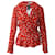 Blusa cruzada con diseño floral de crepé plateado de Ganni en viscosa roja Big Apple Fibra de celulosa  ref.851860