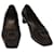 Sapatos Salvatore Ferragamo Couro nylon 6 1/2 Autenticação Marrom Escuro 38167 Castanho escuro  ref.852725