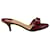 Salvatore Ferragamo Vara Bow Open Toe Sandals in Burgundy Patent Leather Dark red  ref.852974