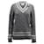 Erdem Albertha V-neck Cable Knit Sweater in Grey Wool  ref.853141