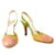 Prada Vintage Pink Cap Toe Slingbacks Verde Charol Zapatos de tacón de mimbre 36 Multicolor Cuero  ref.853837